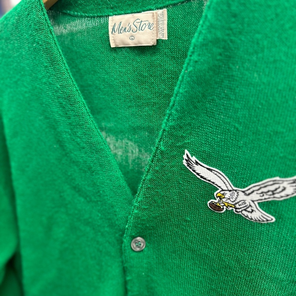 Vintage Philadelphia Eagles Kelly Green Cardigan - EXTREMELY Rare Find
